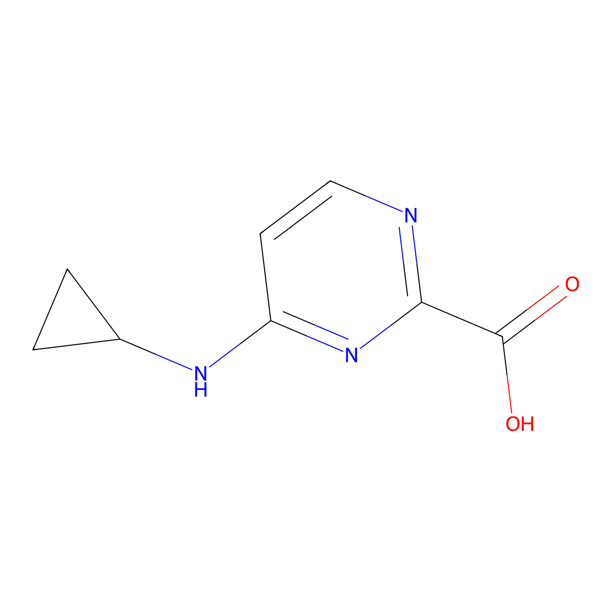 4-(Cyclopropylamino)pyrimidine-2-carboxylic acid molecular structure, CAS 1864664-52-7