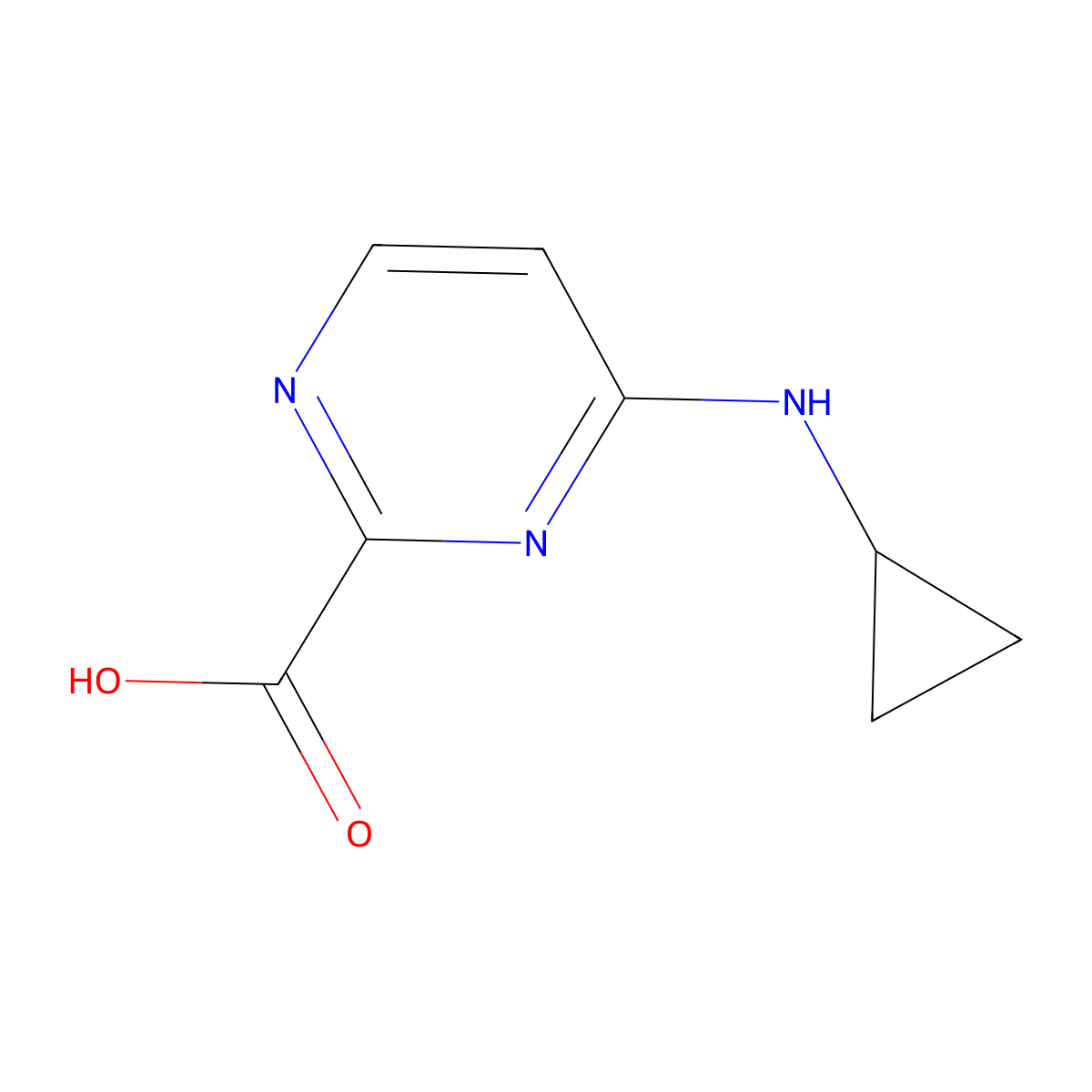 4-(Cyclopropylamino)pyrimidine-2-carboxylic acid molecular structure, CAS 1864664-52-7