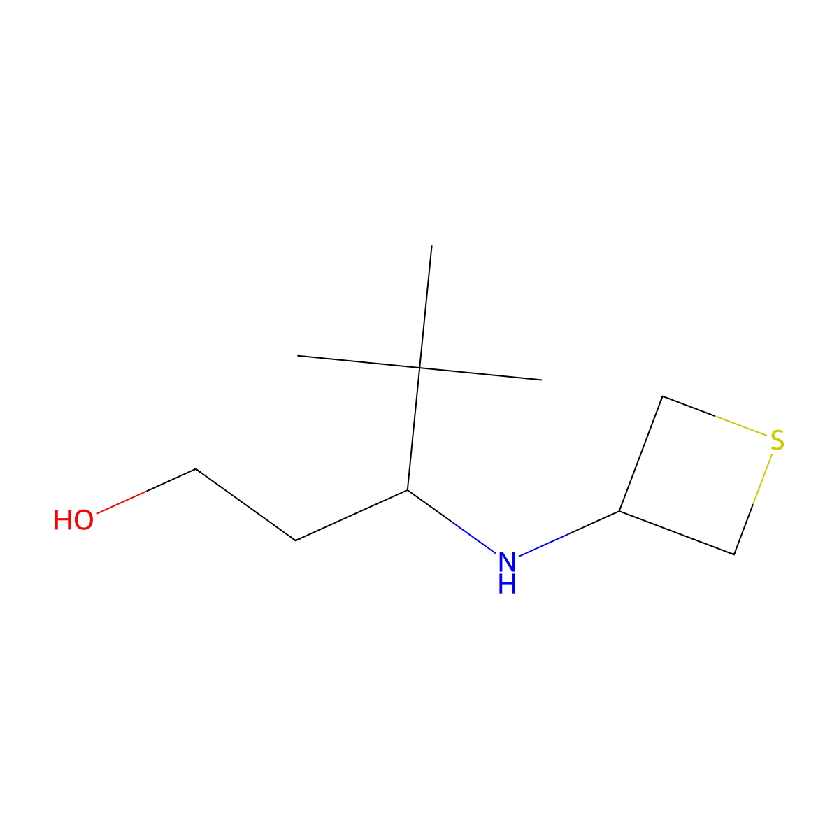 4,4-Dimethyl-3-[(thietan-3-yl)amino]pentan-1-ol molecular structure, CAS 1864672-51-4