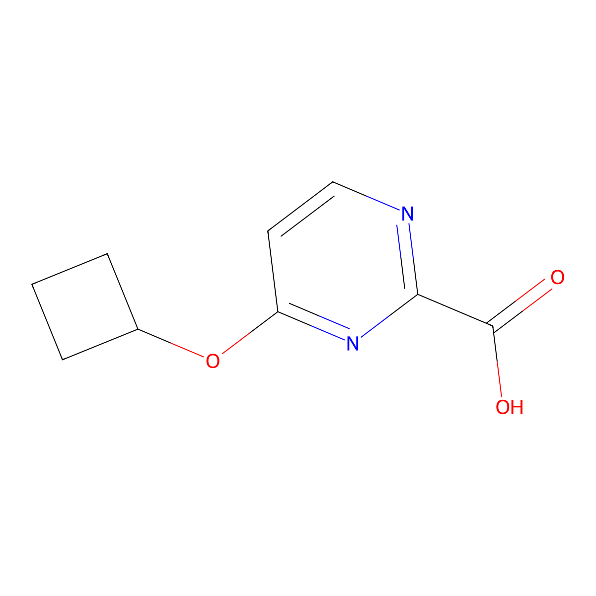 4-Cyclobutoxypyrimidine-2-carboxylic acid molecular structure, CAS 1864693-07-1