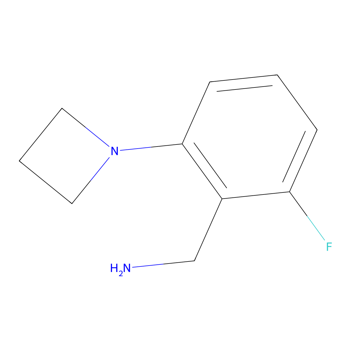 1-[2-(Azetidin-1-yl)-6-fluorophenyl]methanamine molecular structure, CAS 1864700-18-4