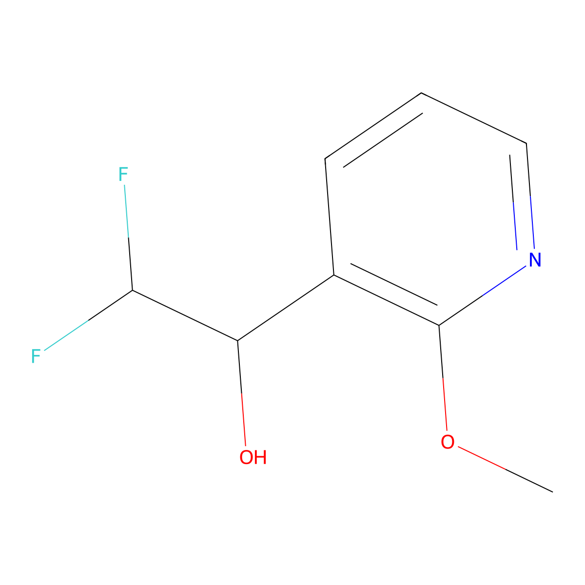 2,2-Difluoro-1-(2-methoxypyridin-3-yl)ethan-1-ol molecular structure, CAS 1864706-88-6
