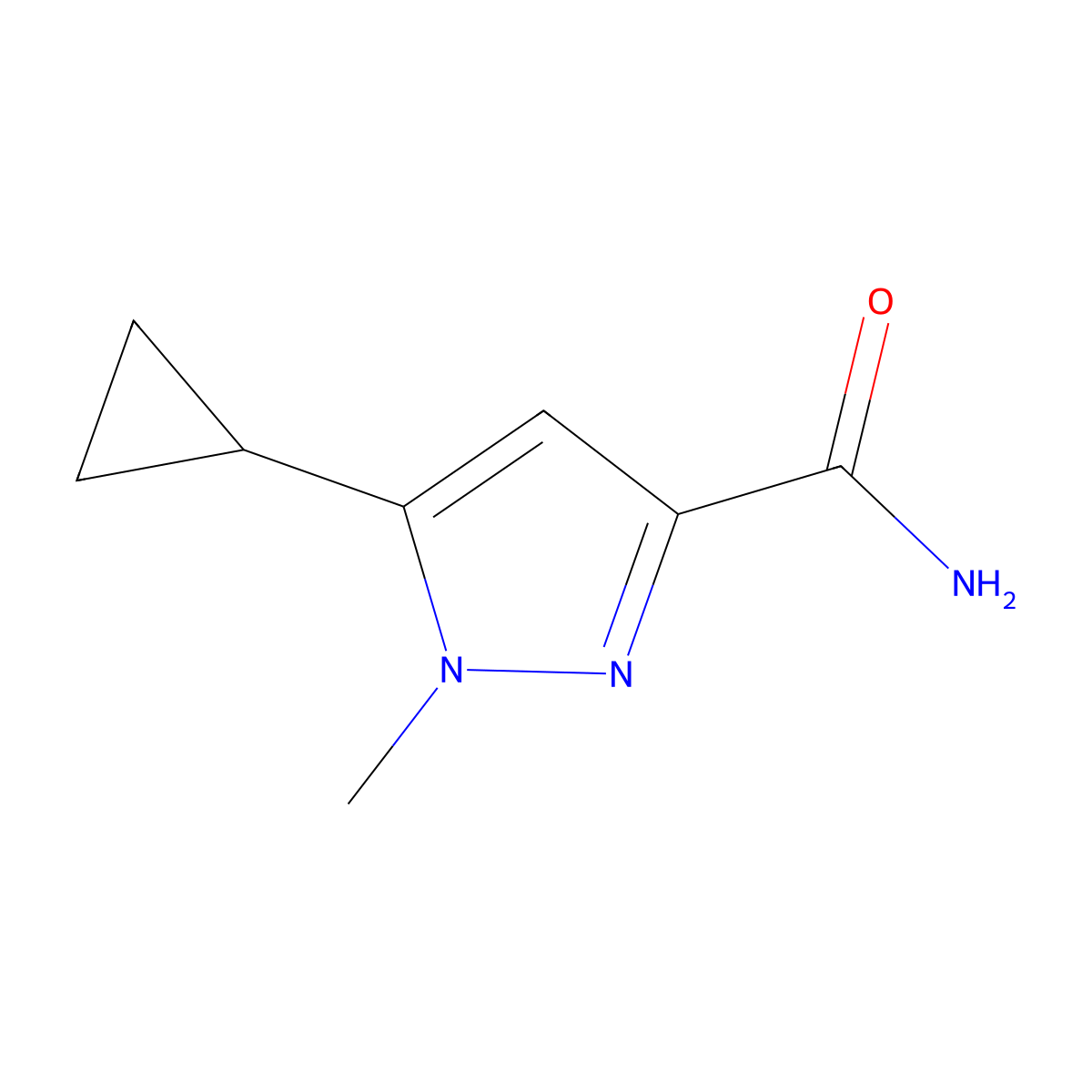 5-Cyclopropyl-1-methyl-1h-pyrazole-3-carboxamide molecular structure, CAS 1864712-18-4