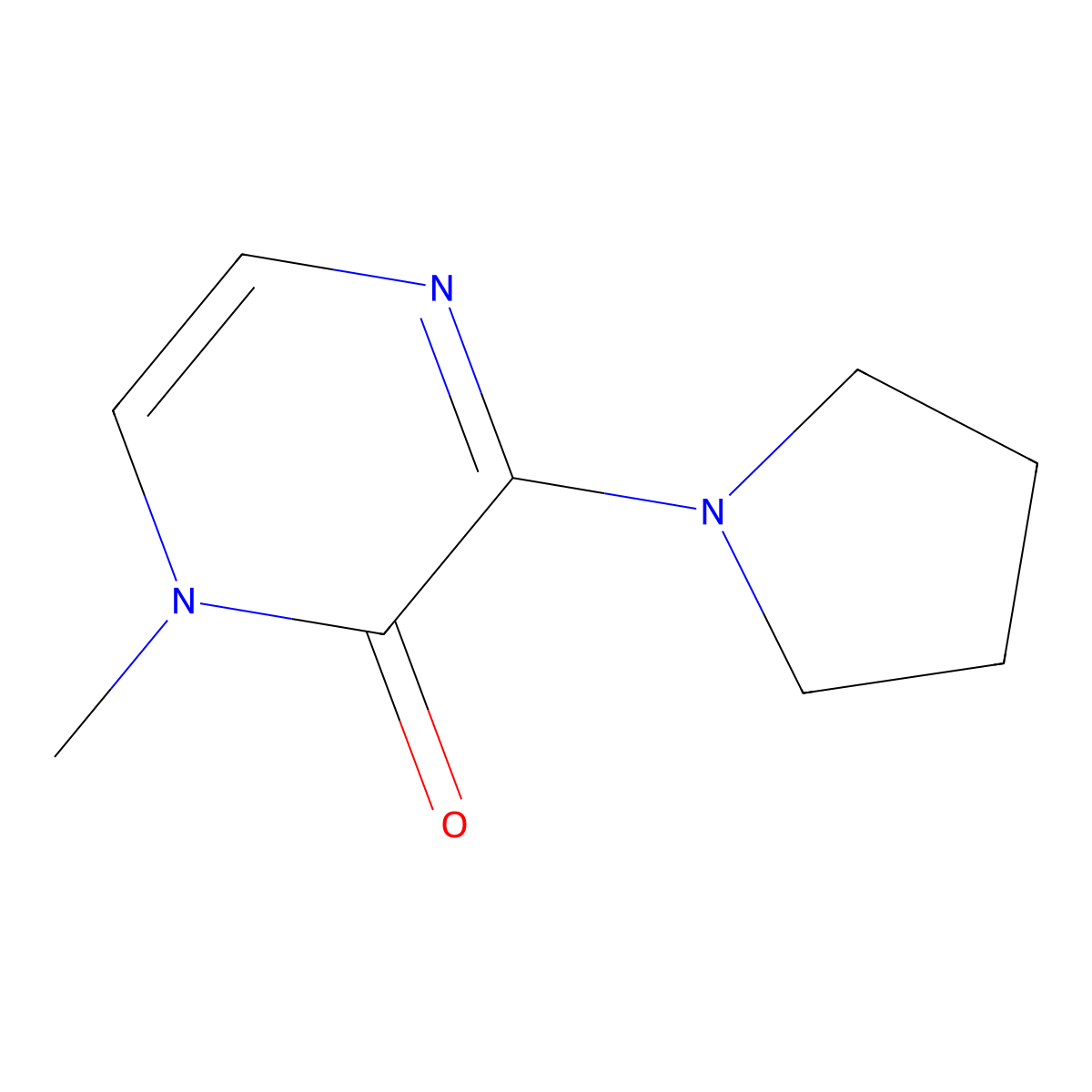 1-Methyl-3-(pyrrolidin-1-yl)-1,2-dihydropyrazin-2-one molecular structure, CAS 1864714-62-4