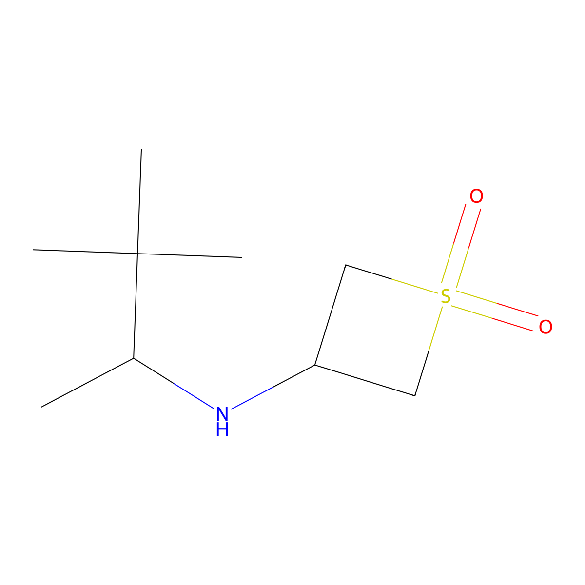 3-((3,3-Dimethylbutan-2-yl)amino)thietane 1,1-dioxide molecular structure, CAS 1864724-93-5