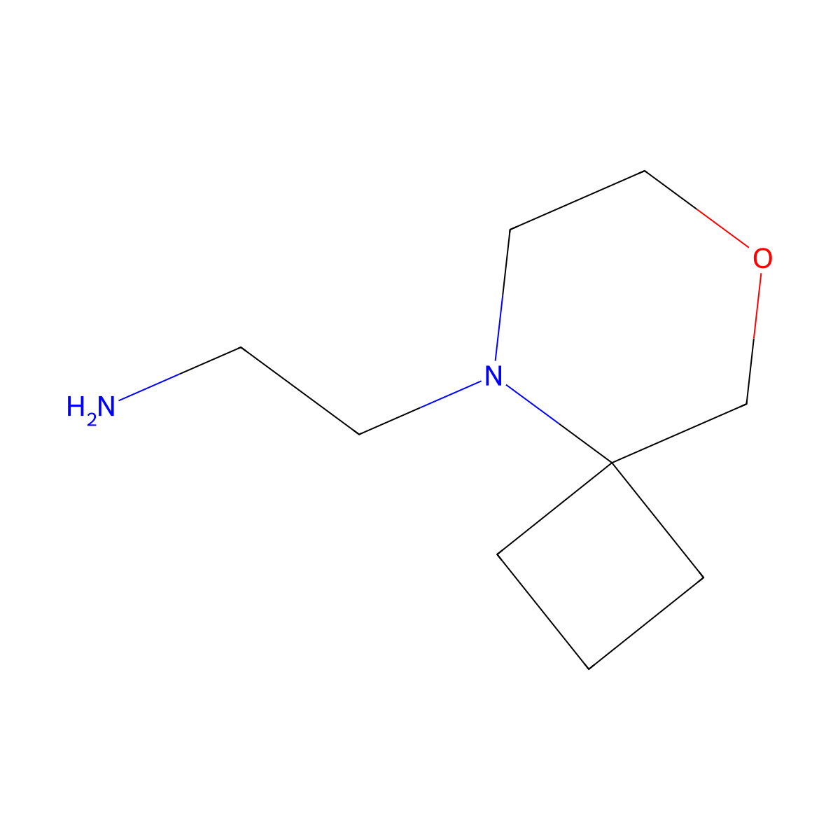 2-{8-Oxa-5-azaspiro[3.5]nonan-5-yl}ethan-1-amine molecular structure, CAS 1864728-10-8