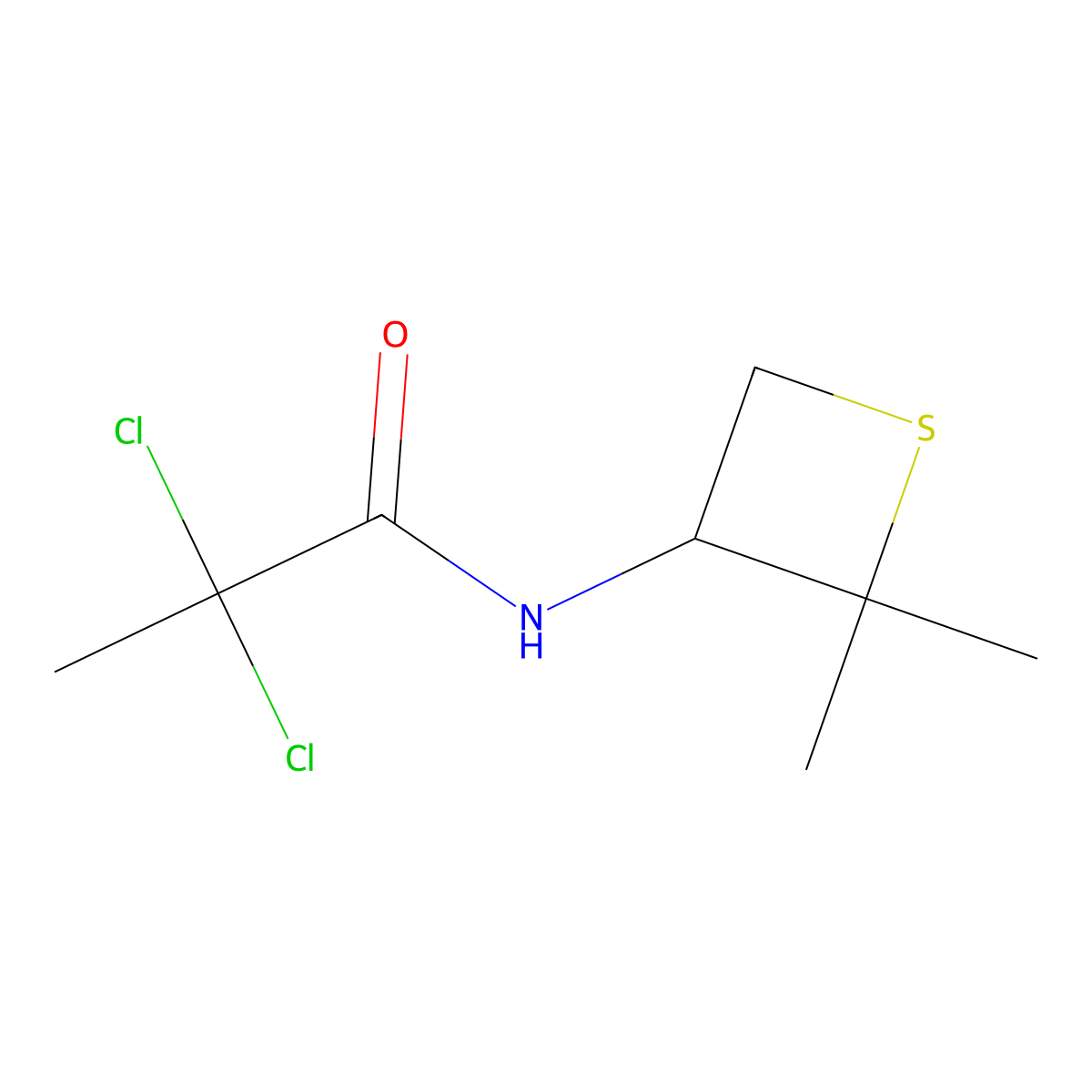2,2-Dichloro-N-(2,2-dimethylthietan-3-yl)propanamide molecular structure, CAS 1864731-45-2