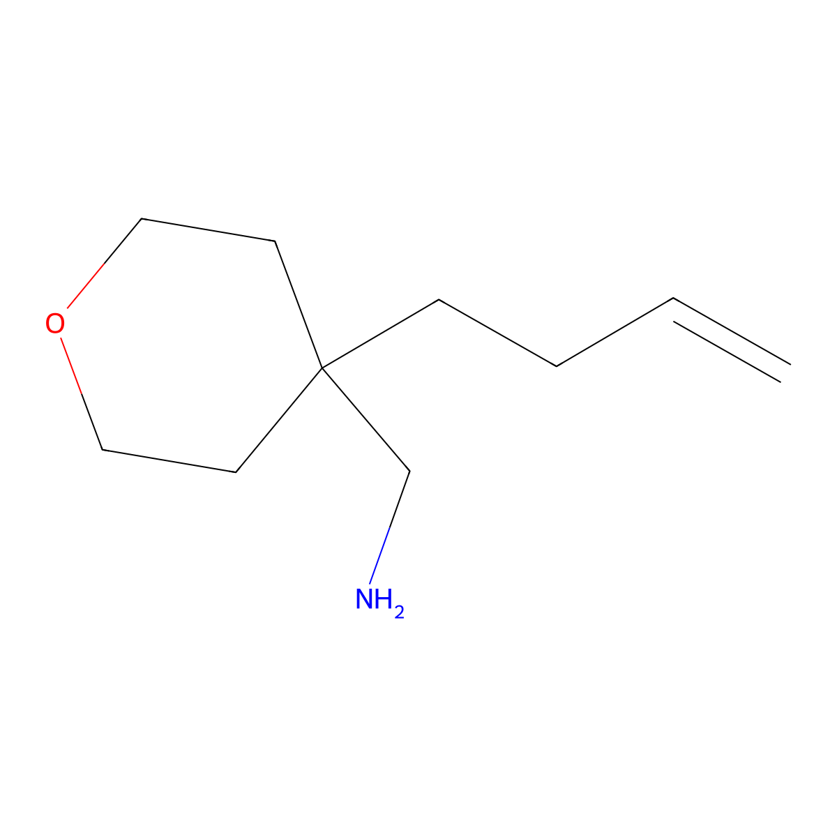 [4-(But-3-en-1-yl)oxan-4-yl]methanamine molecular structure, CAS 1864747-28-3