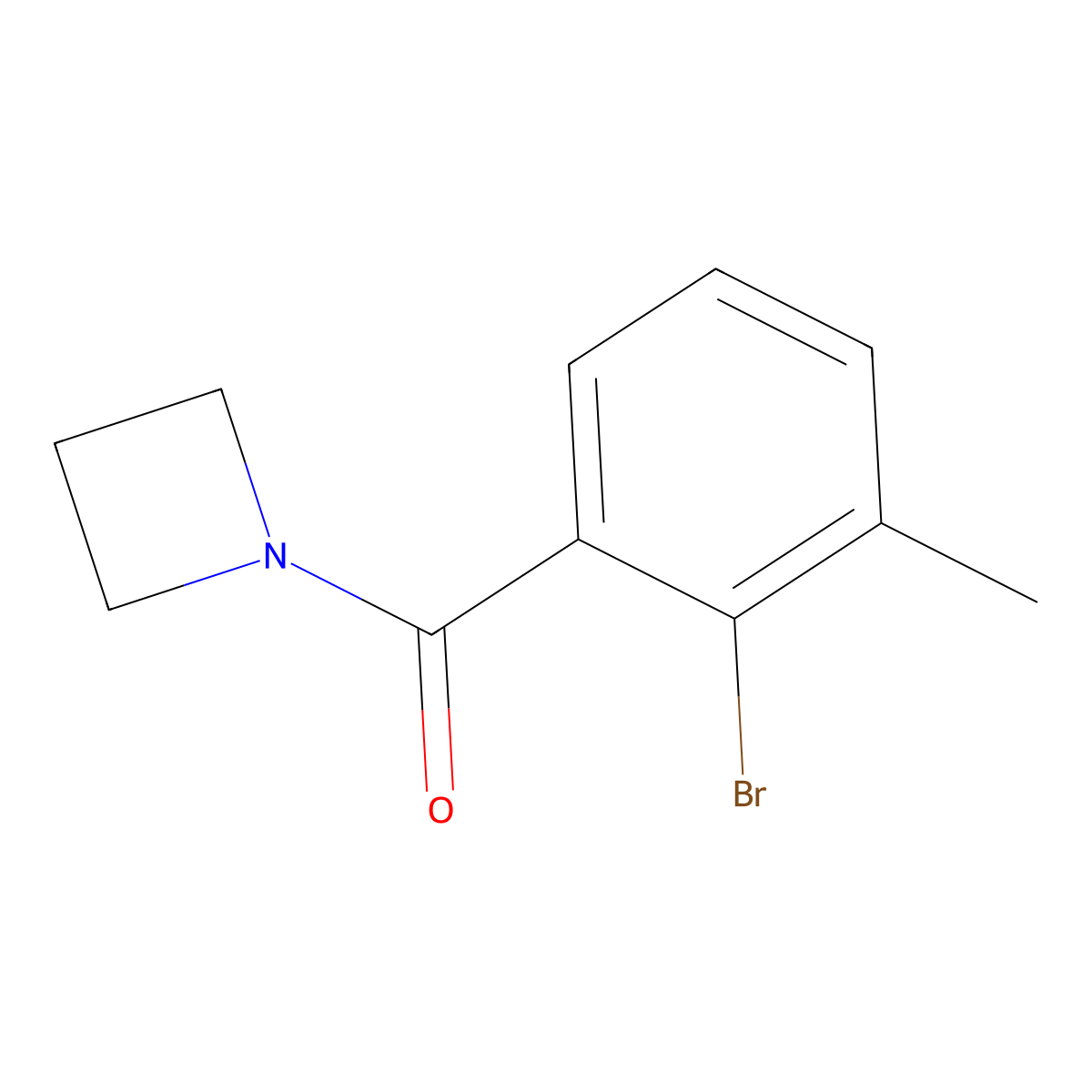 Azetidin-1-yl(2-bromo-3-methylphenyl)methanone molecular structure, CAS 1864748-09-3