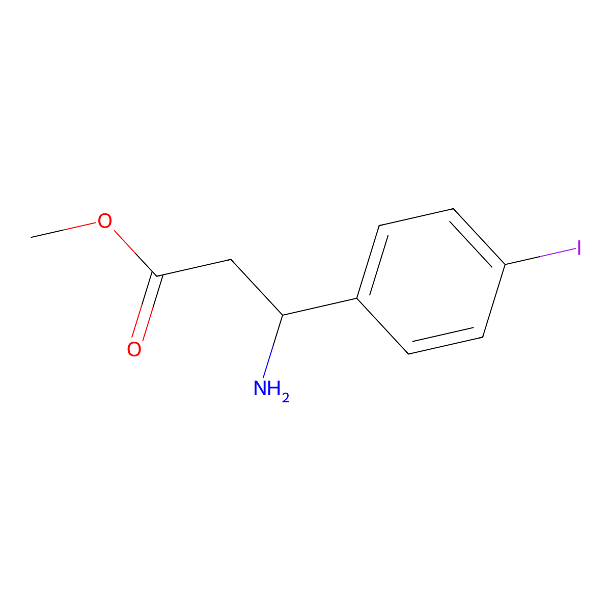 Methyl 3-amino-3-(4-iodophenyl)propanoate molecular structure, CAS 1864750-45-7