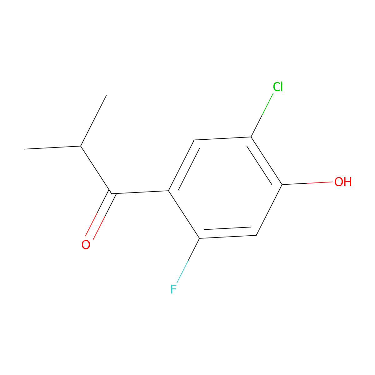 1-(5-Chloro-2-fluoro-4-hydroxyphenyl)-2-methylpropan-1-one molecular structure, CAS 1864756-15-9