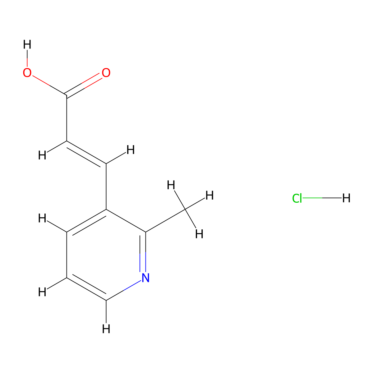 (2E)-3-(2-methylpyridin-3-yl)prop-2-enoic acid hydrochloride molecular structure, CAS 1864760-16-6