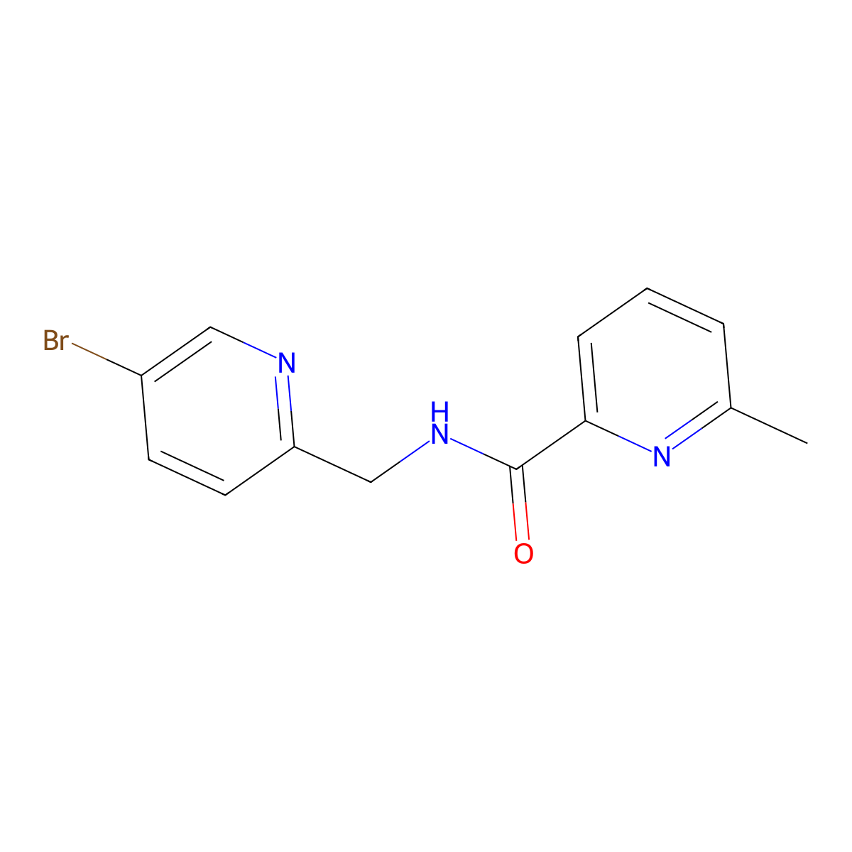 N-[(5-bromo-2-pyridinyl)methyl]-6-methyl-2-pyridinecarboxamide molecular structure, CAS 1864768-77-3