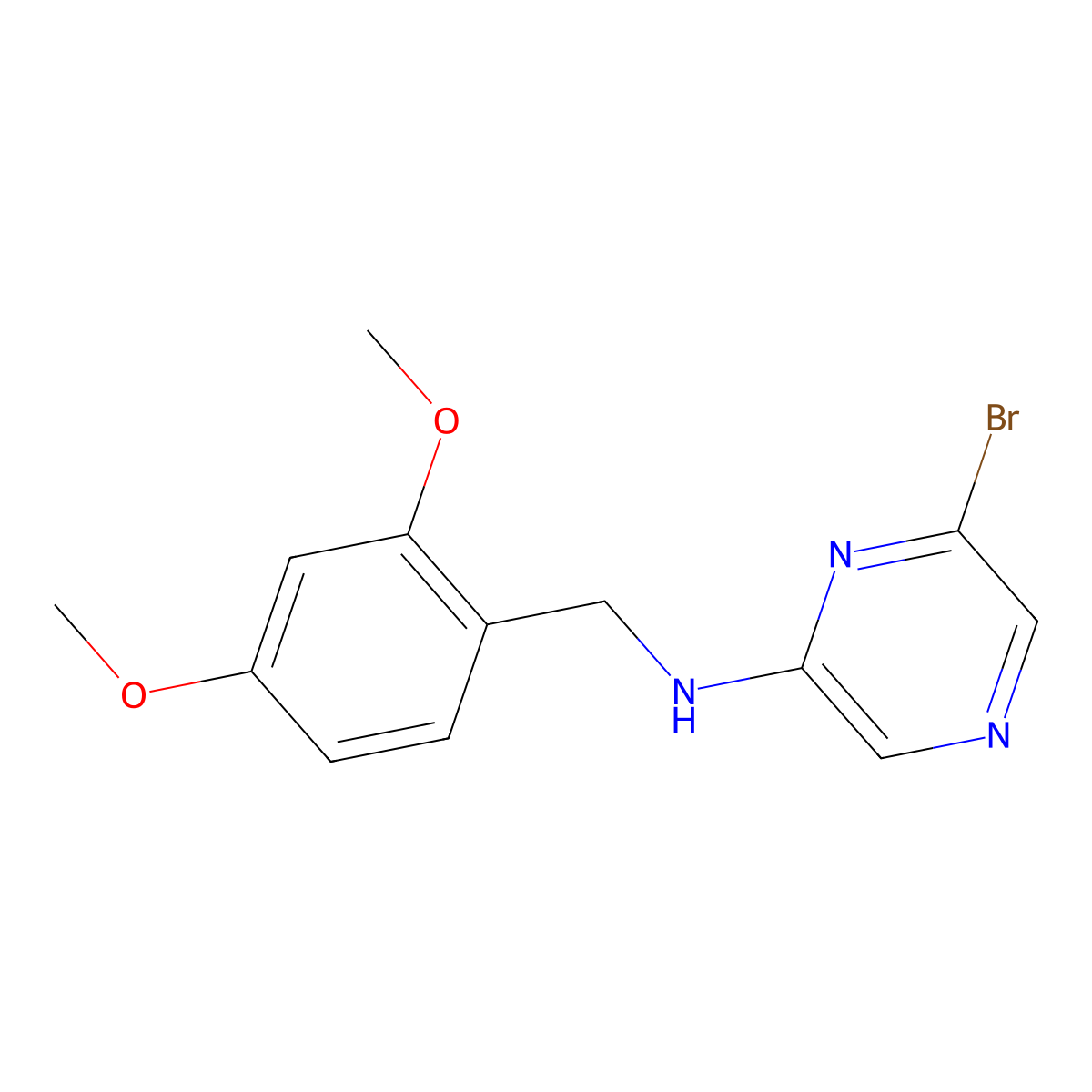 6-Bromo-N-(2,4-dimethoxybenzyl)pyrazin-2-amine molecular structure, CAS 1864770-51-3