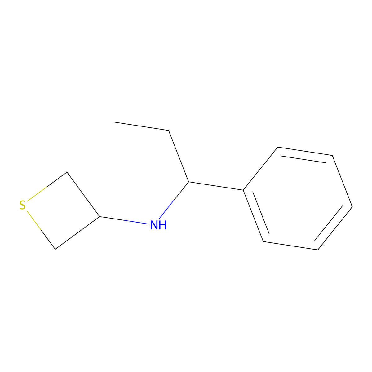 N-(1-Phenylpropyl)thietan-3-amine molecular structure, CAS 1864783-10-7