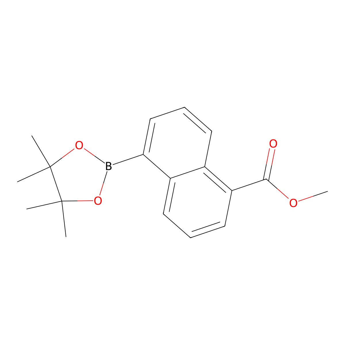 Methyl 5-(4,4,5,5-tetramethyl-1,3,2-dioxaborolan-2-yl)naphthalene-1-carboxylate molecular structure, CAS 1864801-23-9