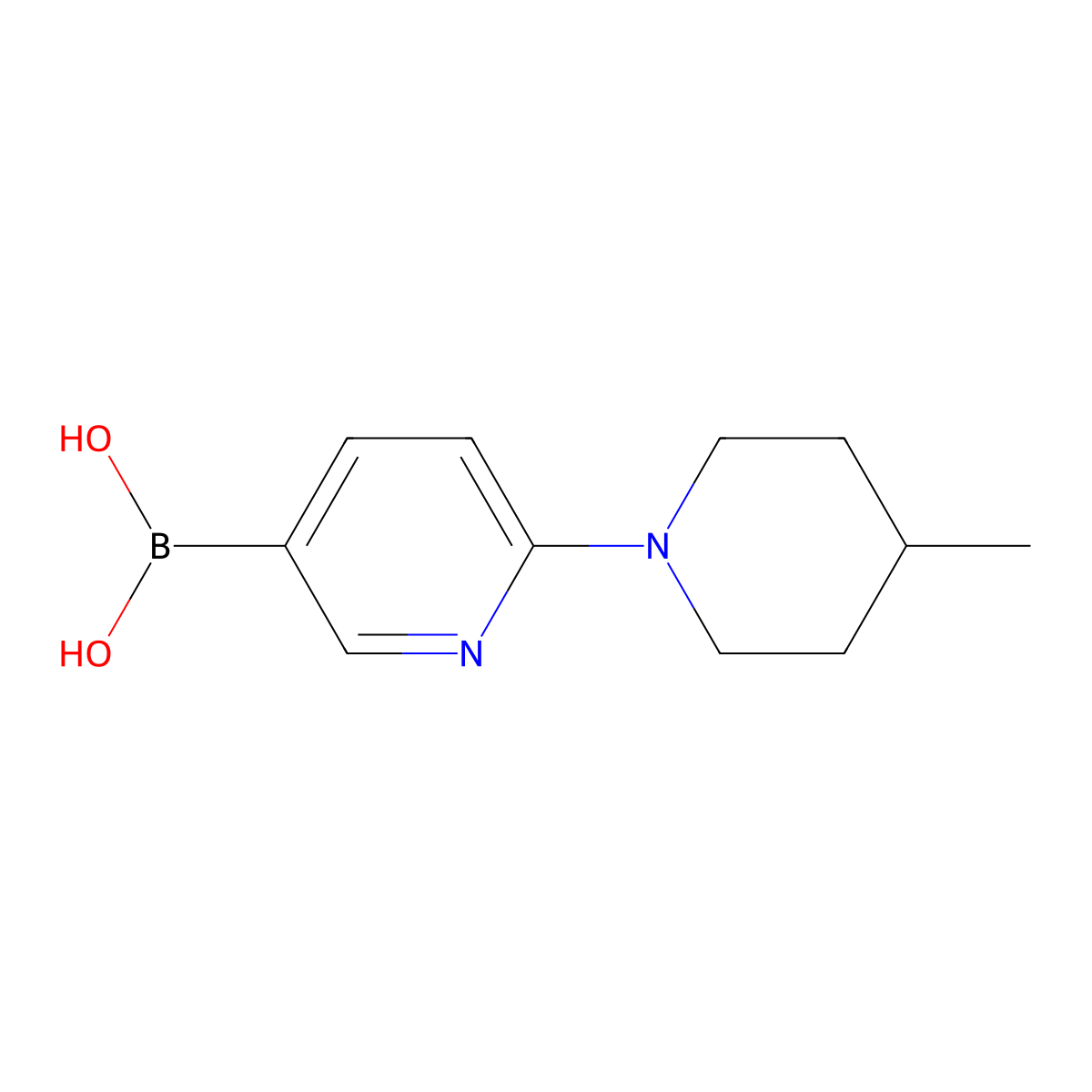 2-(4-Methylpiperidin-1-yl)pyridine-5-boronic acid molecular structure, CAS 1864801-70-6