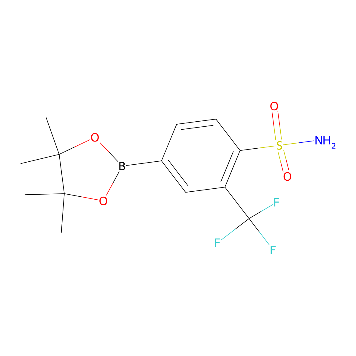 4-(4,4,5,5-Tetramethyl-1,3,2-dioxaborolan-2-yl)-2-(trifluoromethyl)benzenesulfonamide molecular structure, CAS 1864801-79-5
