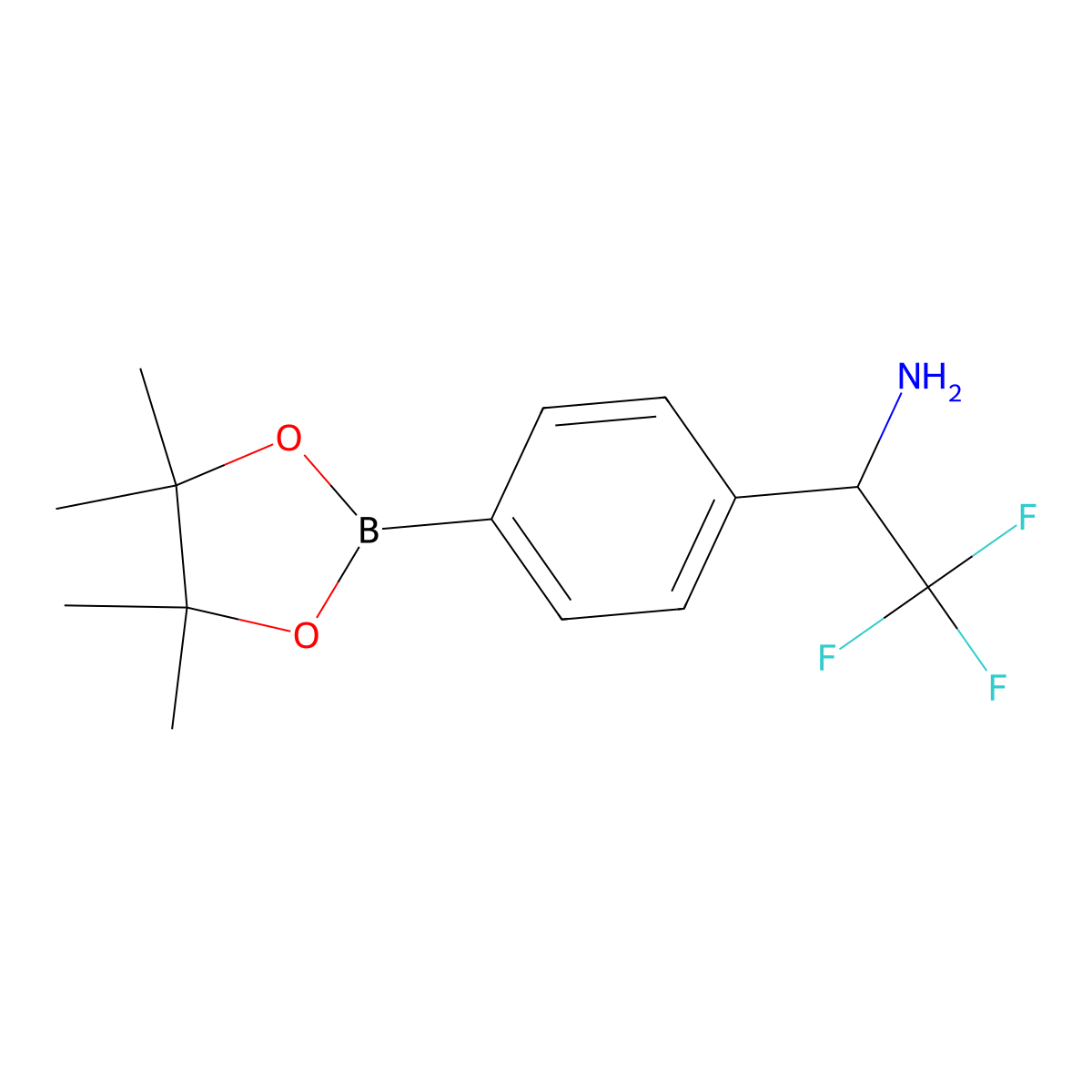 2,2,2-Trifluoro-1-(4-(4,4,5,5-tetramethyl-1,3,2-dioxaborolan-2-YL)phenyl)ethan-1-amine molecular structure, CAS 1864802-42-5