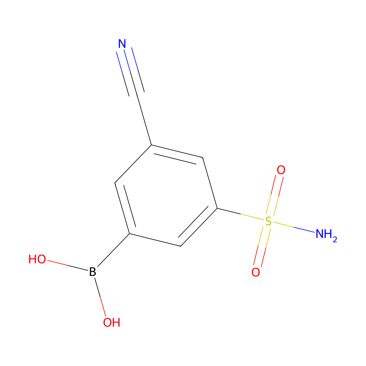 (3-Cyano-5-sulfamoylphenyl)boronic acid molecular structure, CAS 1864802-78-7