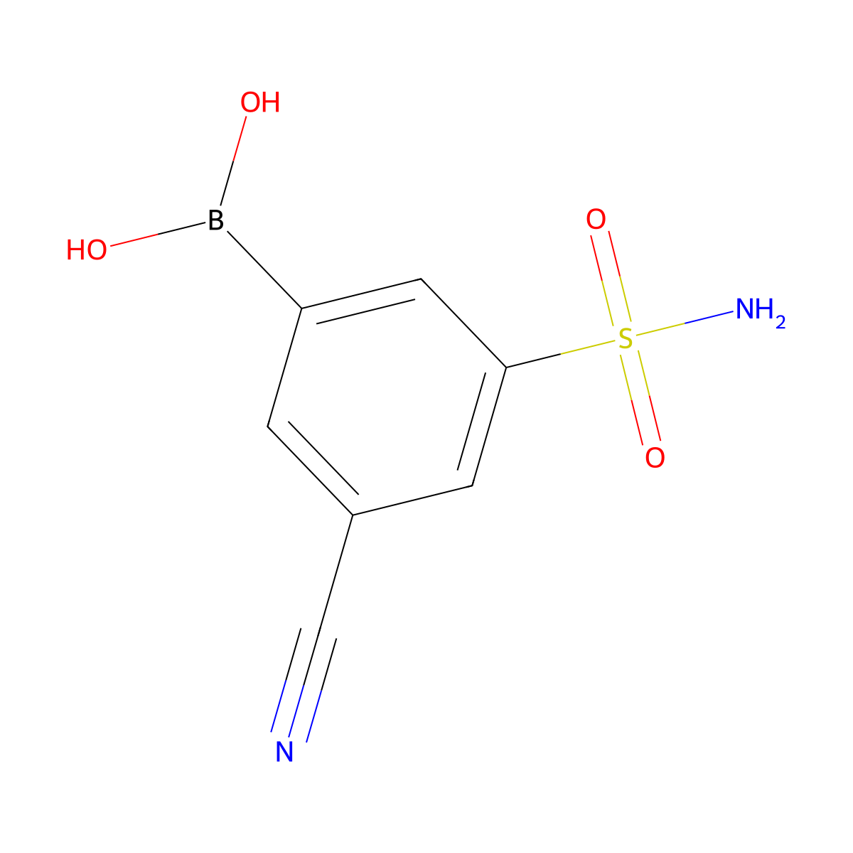 (3-Cyano-5-sulfamoylphenyl)boronic acid molecular structure, CAS 1864802-78-7