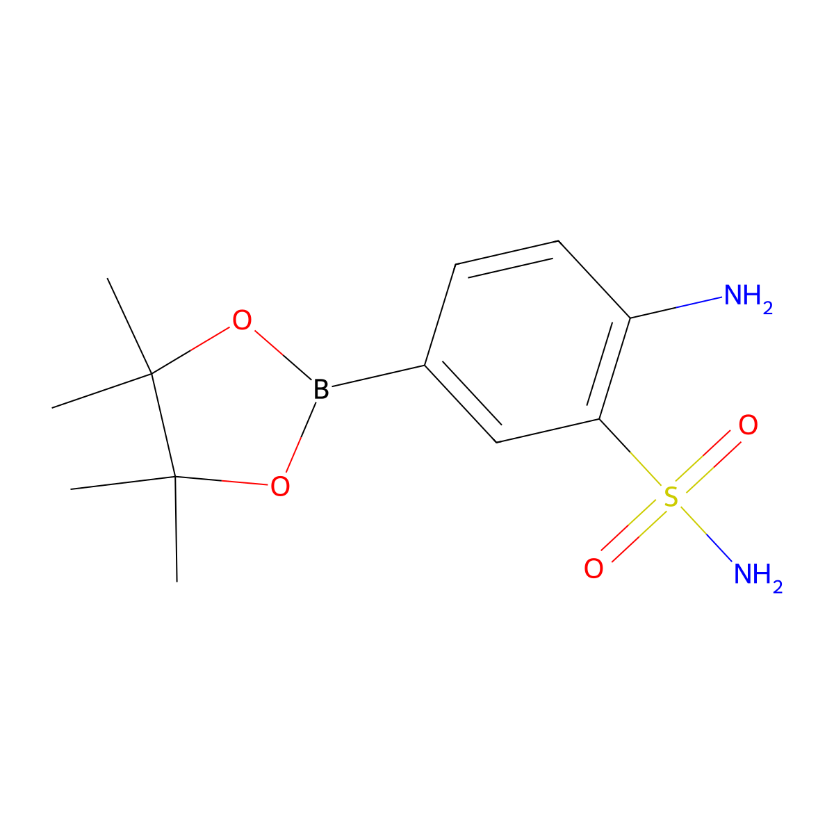 2-Amino-5-(tetramethyl-1,3,2-dioxaborolan-2-yl)benzene-1-sulfonamide molecular structure, CAS 1864802-79-8