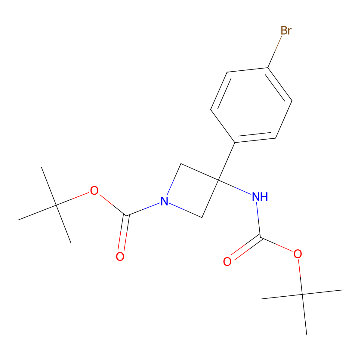 N,1-Di-Boc-3-(4-bromophenyl)-3-azetidinamine molecular structure, CAS 1864803-36-0