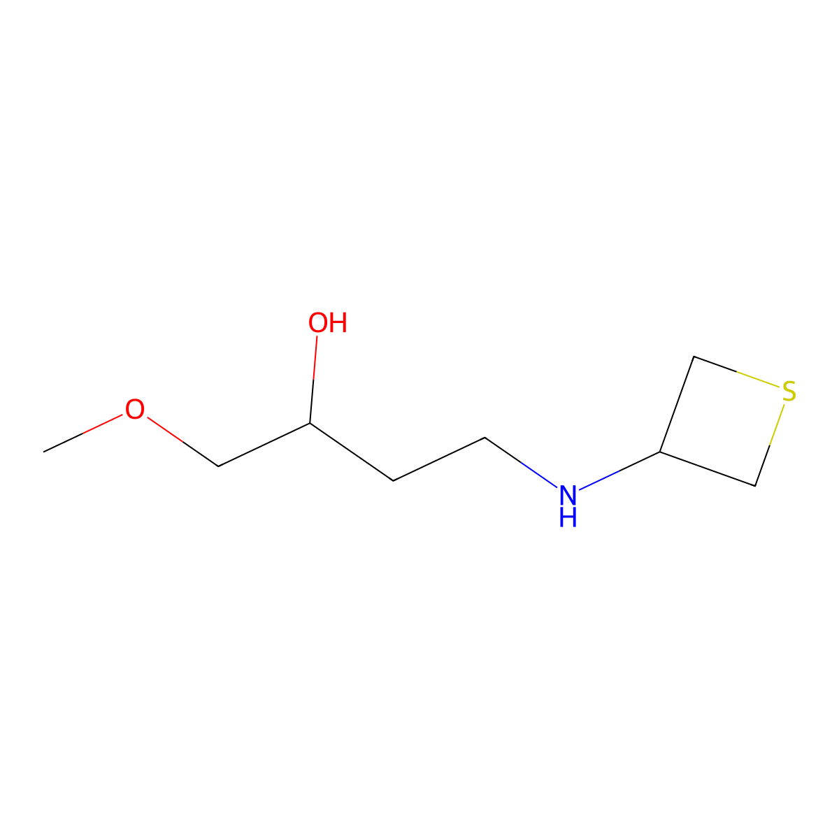 1-Methoxy-4-(thietan-3-ylamino)butan-2-ol molecular structure, CAS 1864813-52-4