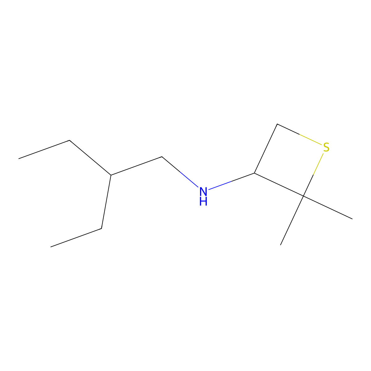 N-(2-Ethylbutyl)-2,2-dimethylthietan-3-amine molecular structure, CAS 1864816-01-2