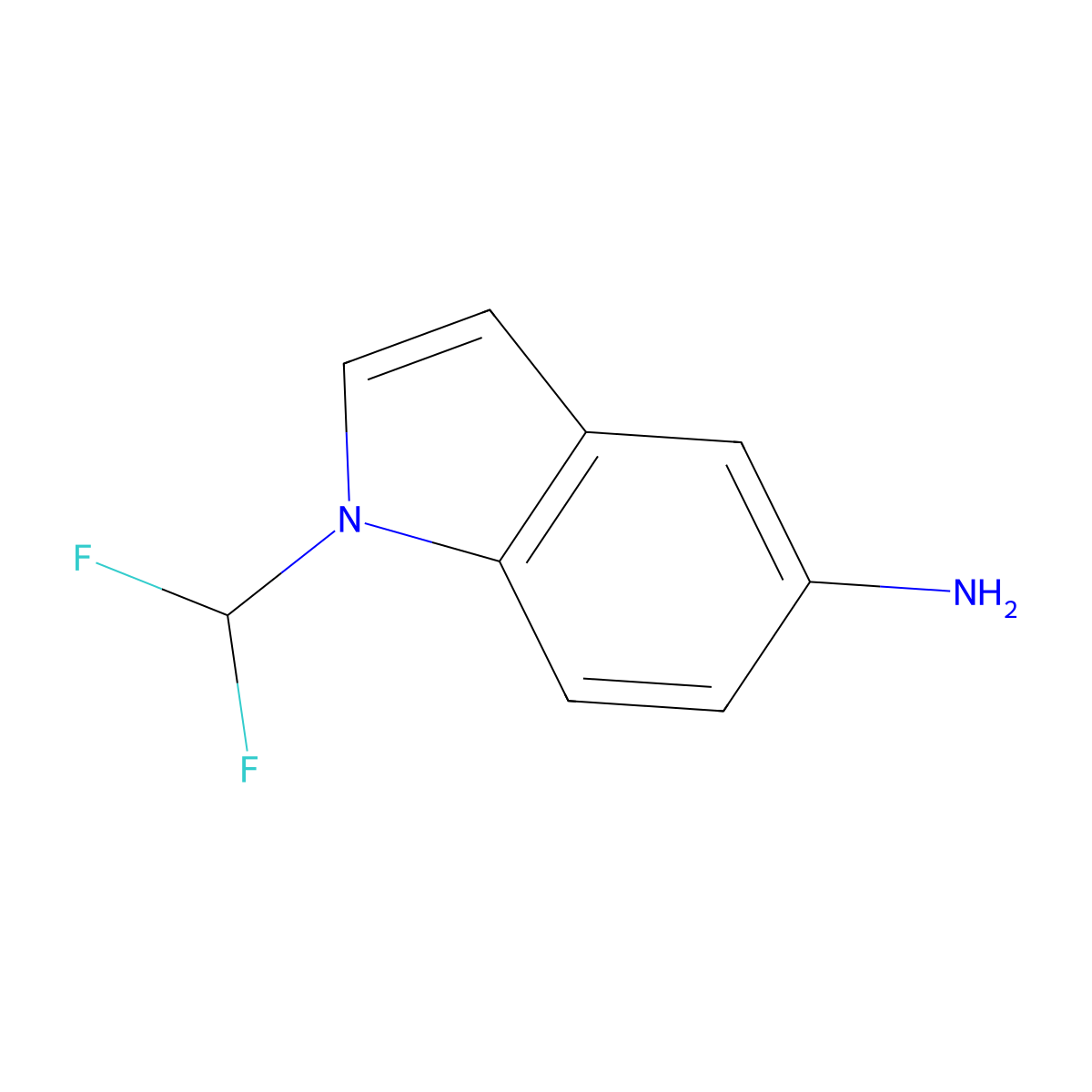 1-(difluoromethyl)-1H-indol-5-amine molecular structure, CAS 1864828-30-7