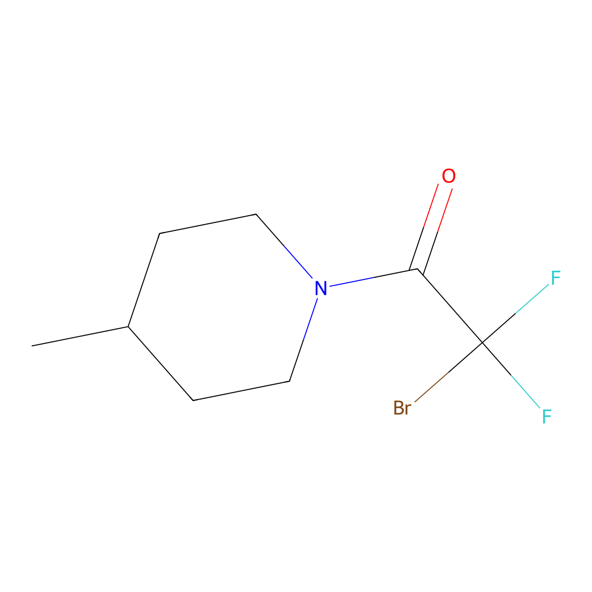 2-Bromo-2,2-difluoro-1-(4-methylpiperidin-1-yl)ethan-1-one molecular structure, CAS 1864842-09-0