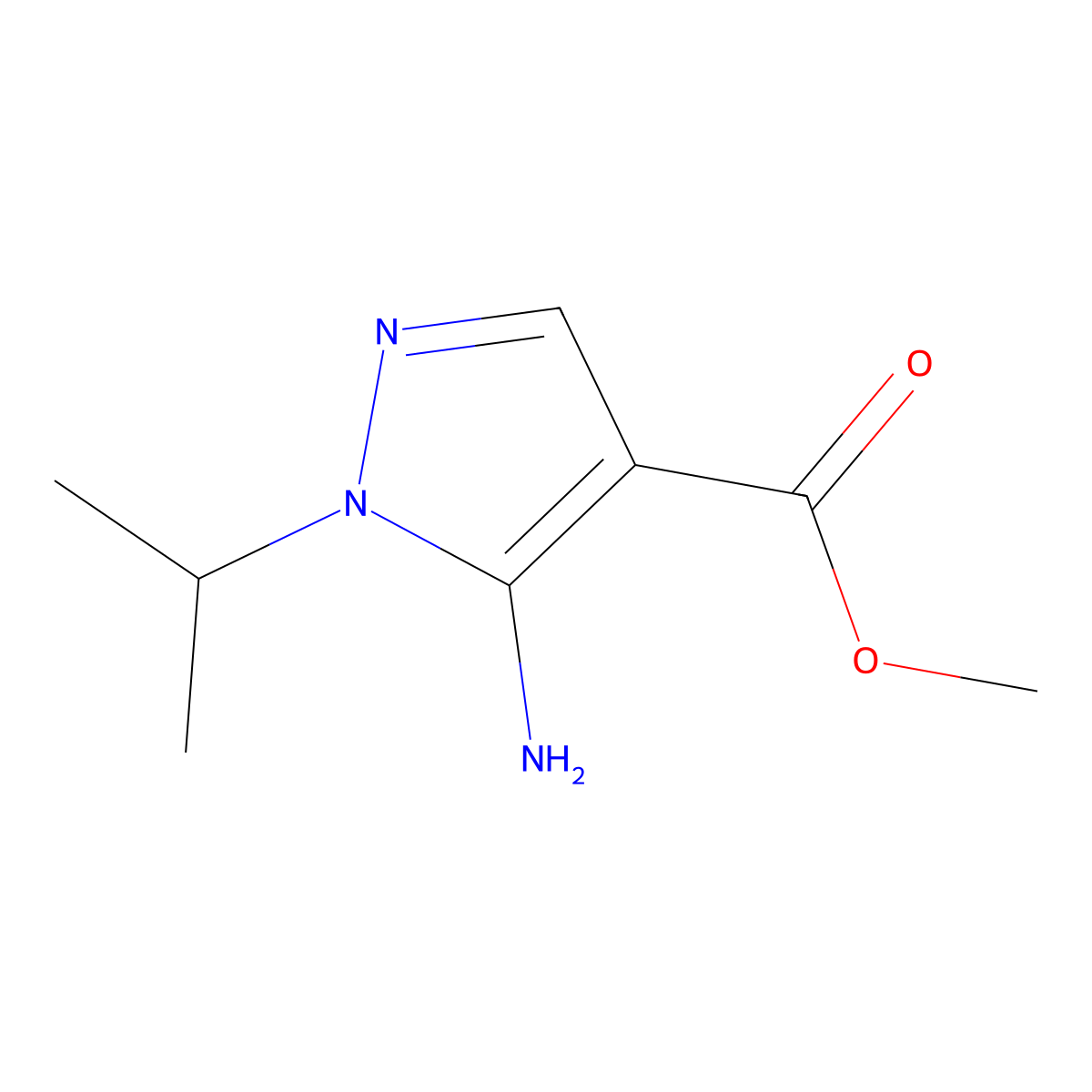methyl 5-amino-1-(propan-2-yl)-1H-pyrazole-4-carboxylate molecular structure, CAS 1864856-02-9