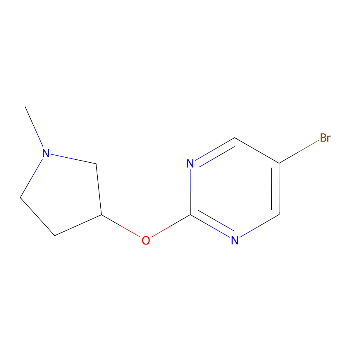 5-Bromo-2-[(1-methylpyrrolidin-3-yl)oxy]pyrimidine molecular structure, CAS 1864864-88-9