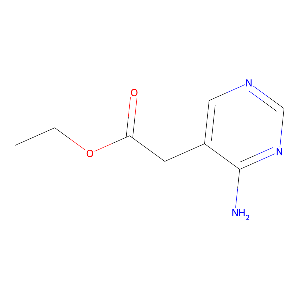 Ethyl 2-(4-aminopyrimidin-5-yl)acetate molecular structure, CAS 1864865-18-8