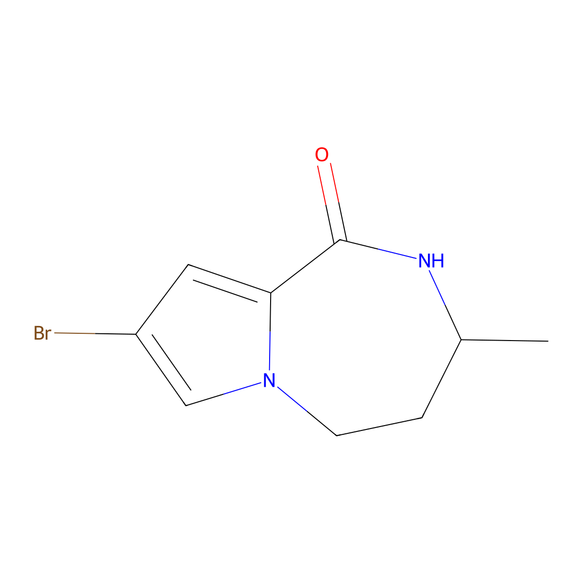 8-bromo-3-methyl-1H,2H,3H,4H,5H-pyrrolo[1,2-a][1,4]diazepin-1-one molecular structure, CAS 1864878-16-9