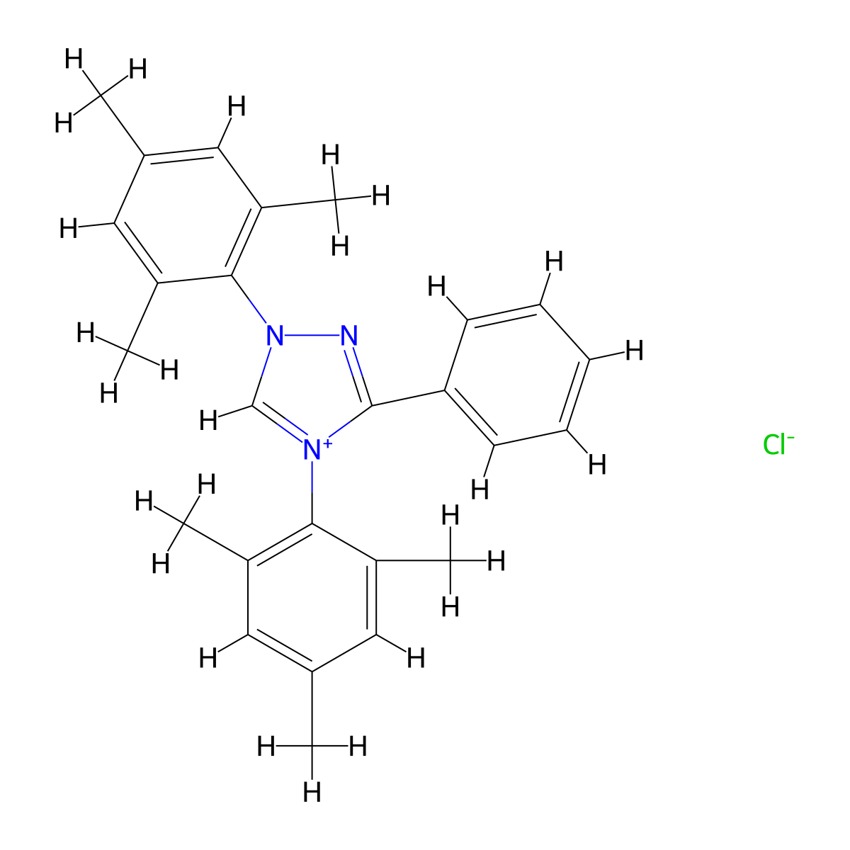 1,4-Dimesityl-3-phenyl-4H-1,2,4-triazol-1-ium chloride molecular structure, CAS 1864884-50-3