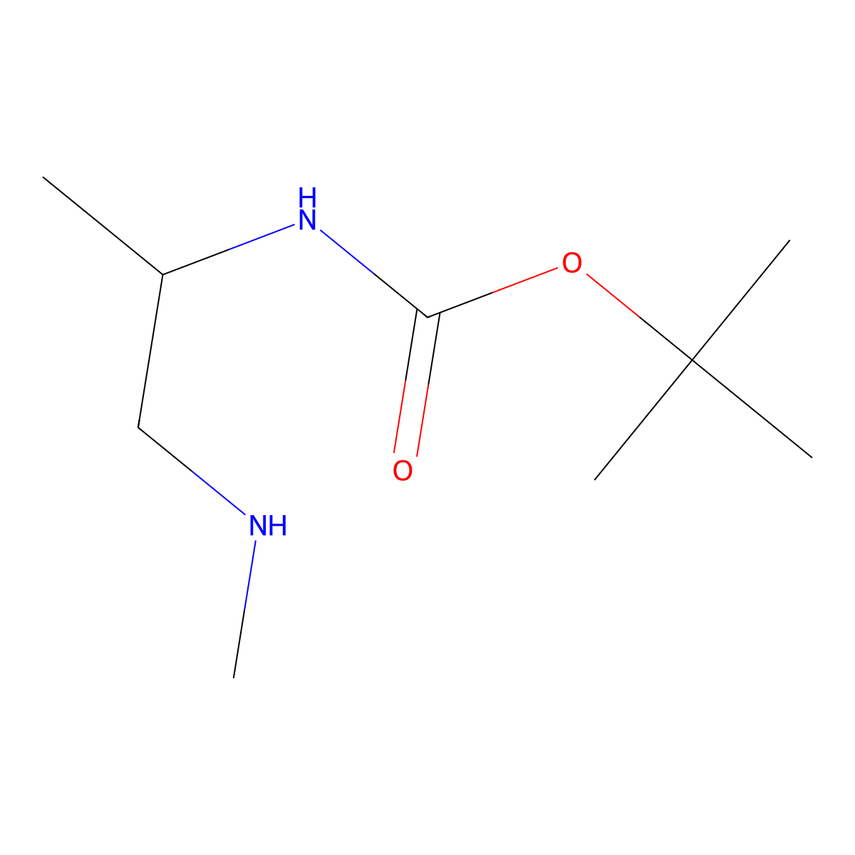tert-butyl N-[(2R)-1-(methylamino)propan-2-yl]carbamate molecular structure, CAS 1864893-64-0