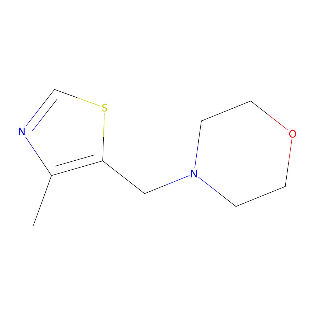 4-[(4-Methyl-1,3-thiazol-5-yl)methyl]morpholine molecular structure, CAS 1864901-09-6