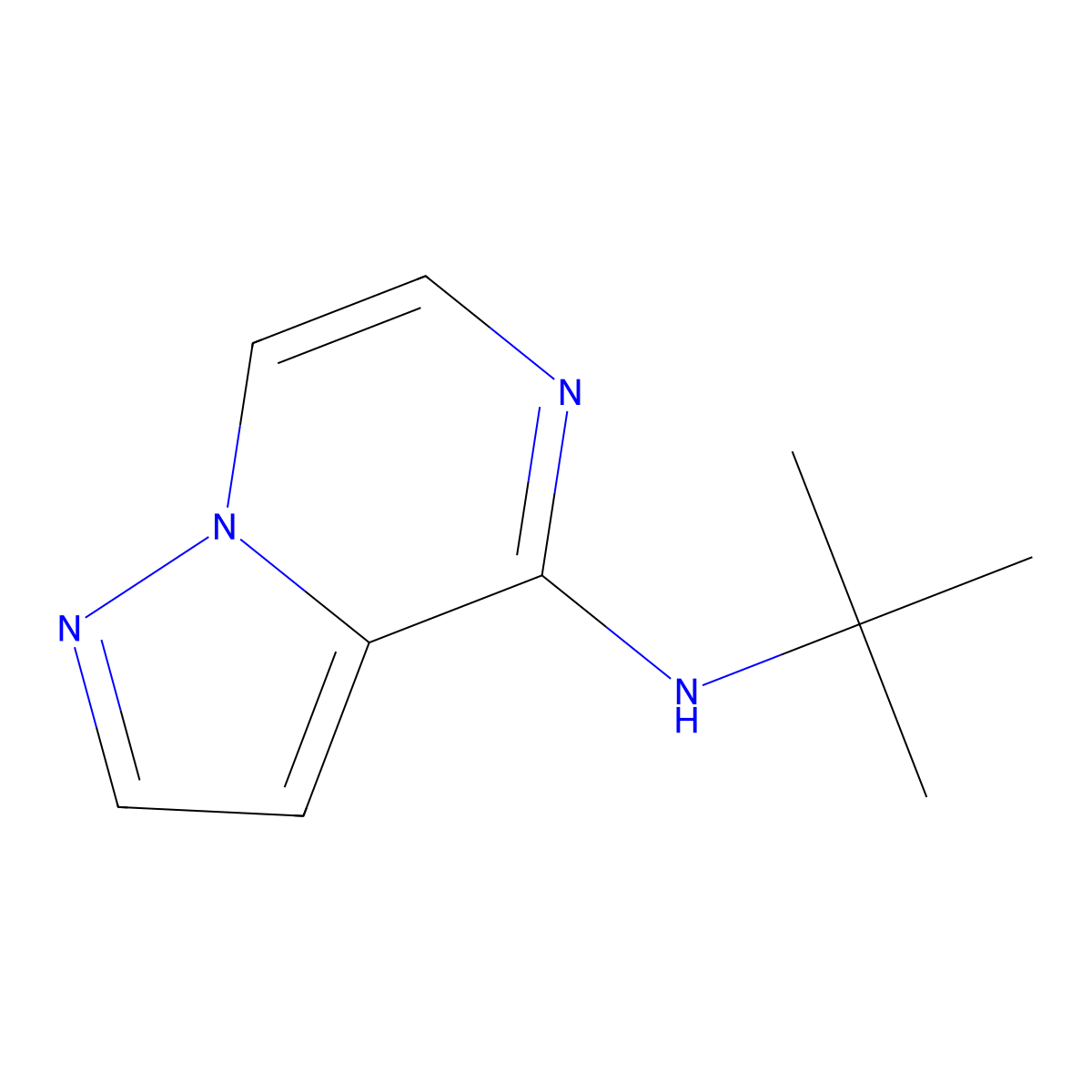 N-tert-butylpyrazolo[1,5-a]pyrazin-4-amine molecular structure, CAS 1864915-38-7