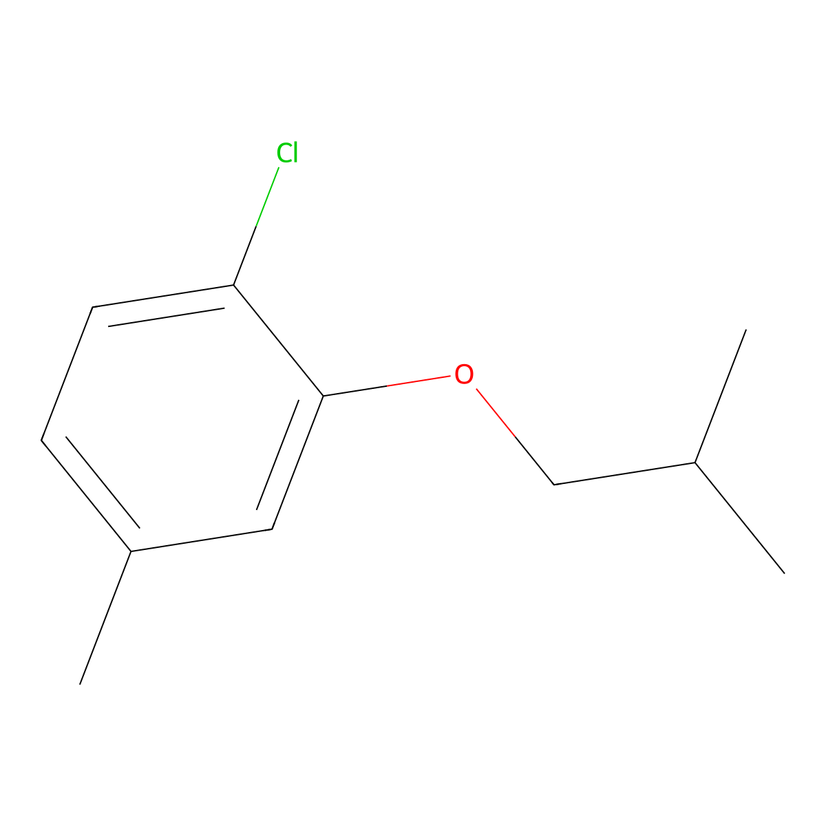 1-Chloro-4-methyl-2-(2-methylpropoxy)benzene molecular structure, CAS 1864918-27-3