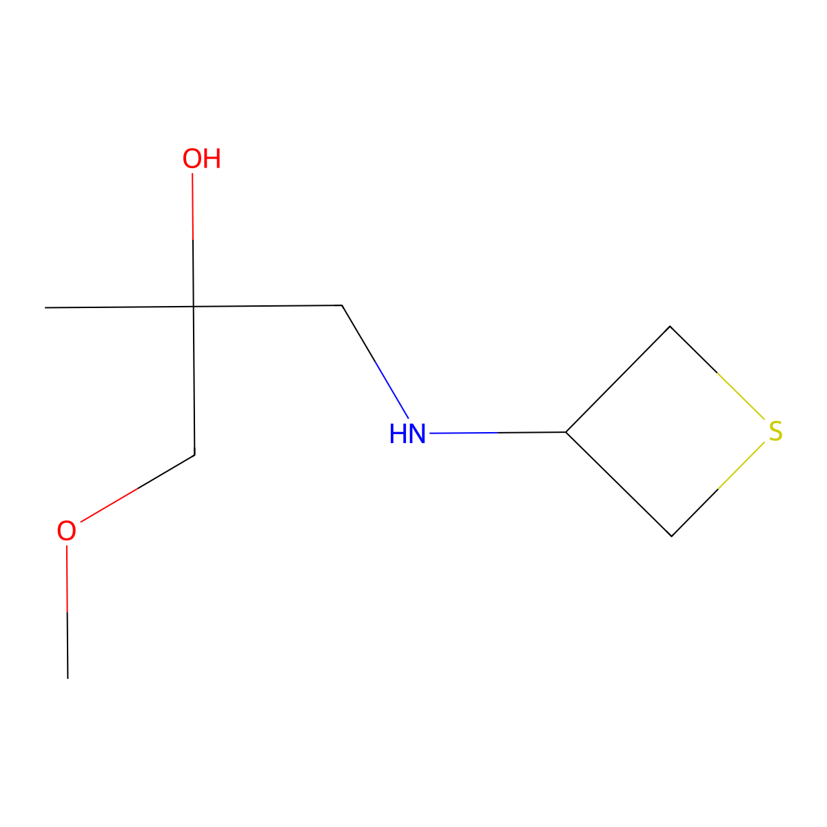 1-Methoxy-2-methyl-3-(thietan-3-ylamino)propan-2-ol molecular structure, CAS 1864925-99-4
