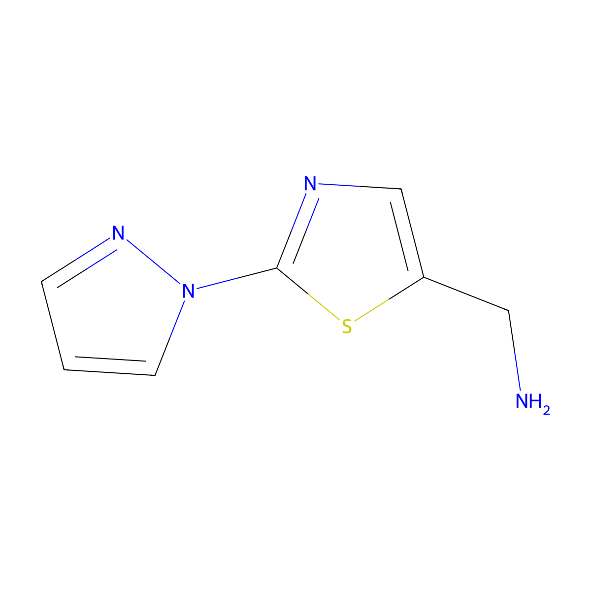 1-[2-(1H-pyrazol-1-yl)-1,3-thiazol-5-yl]methanamine molecular structure, CAS 1864954-22-2