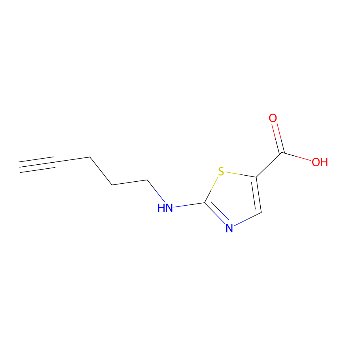 2-[(Pent-4-yn-1-yl)amino]-1,3-thiazole-5-carboxylic acid molecular structure, CAS 1864965-20-7