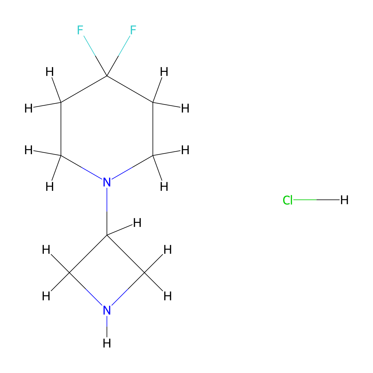 1-(Azetidin-3-yl)-4,4-difluoropiperidine hydrochloride molecular structure, CAS 1864979-29-2