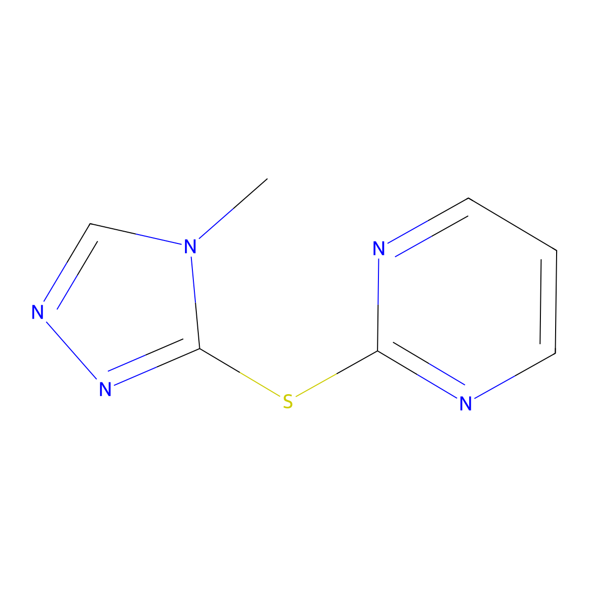 4-Methyl-3-[(2-pyrimidinyl)thio]-4H-1,2,4-triazole molecular structure, CAS 1864995-84-5