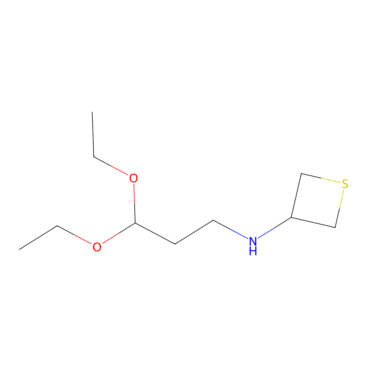 N-(3,3-Diethoxypropyl)thietan-3-amine molecular structure, CAS 1864997-34-1