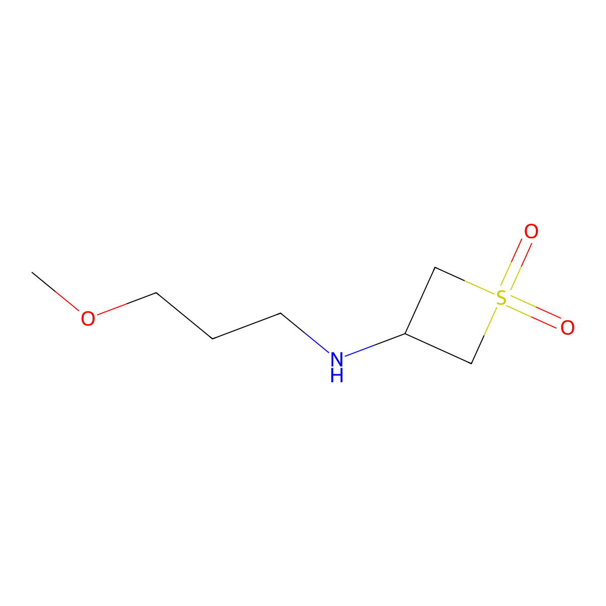 3-((3-Methoxypropyl)amino)thietane 1,1-dioxide molecular structure, CAS 1865021-65-3