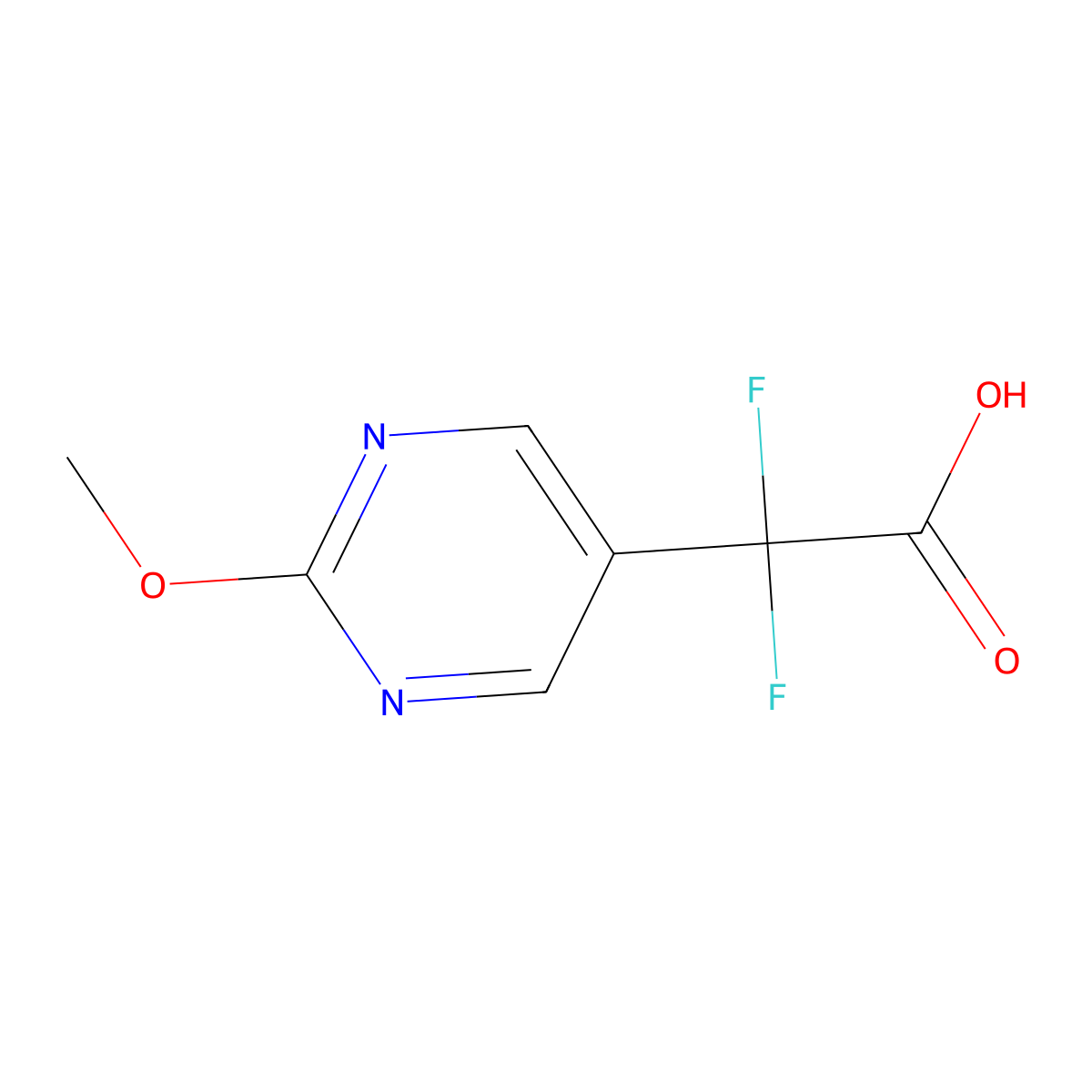 2,2-Difluoro-2-(2-methoxypyrimidin-5-yl)acetic acid molecular structure, CAS 1865034-15-6