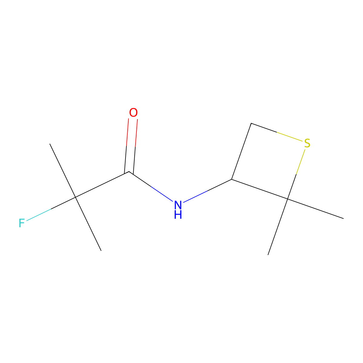 N-(2,2-Dimethylthietan-3-yl)-2-fluoro-2-methylpropanamide molecular structure, CAS 1865037-65-5