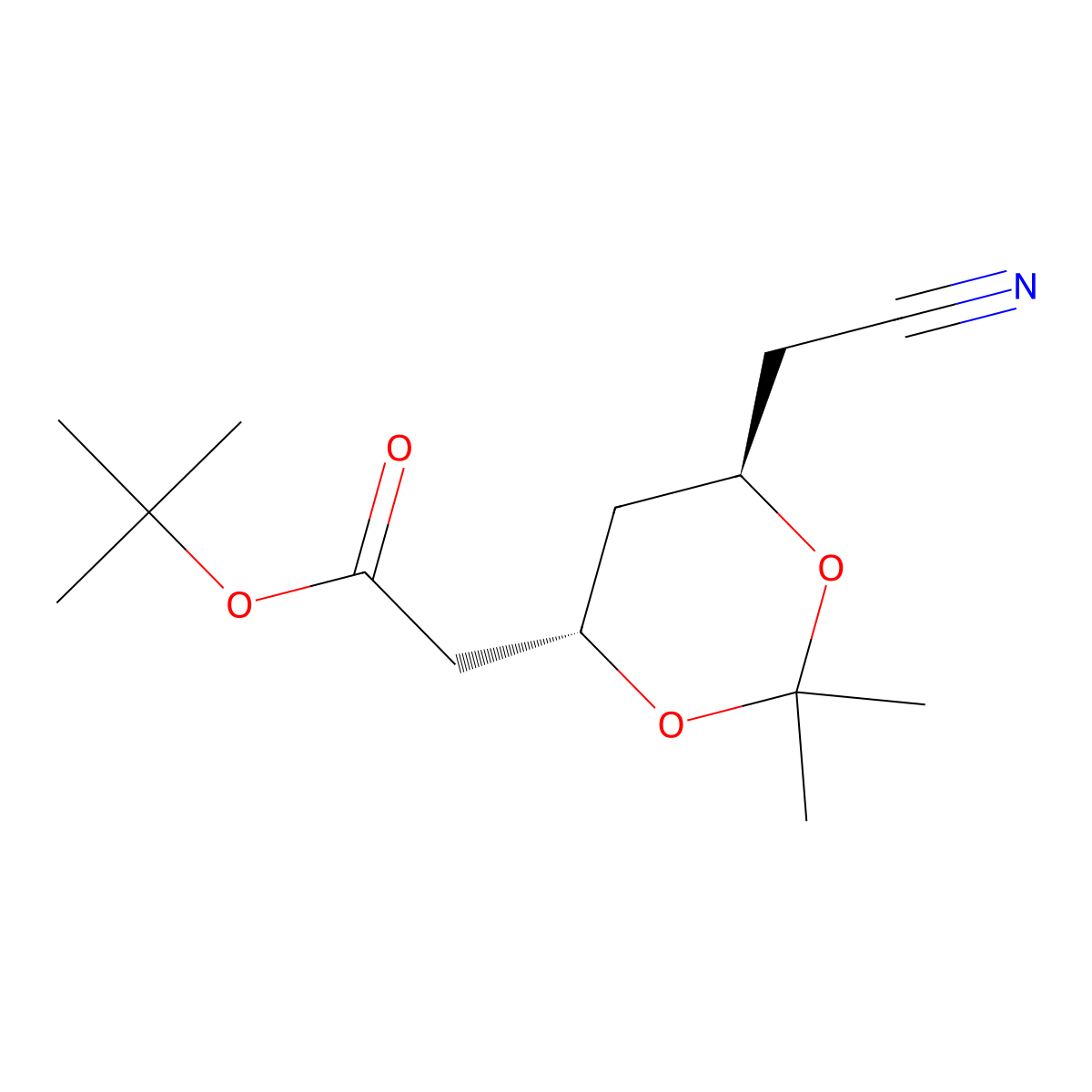 1,1-Dimethylethyl (4S,6R)-6-(cyanomethyl)-2,2-dimethyl-1,3-dioxane-4-acetate molecular structure, CAS 186508-95-2